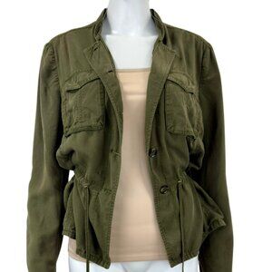 White House Black Market Olive Soft Utility Jacket — Cinched Waist — Size 8